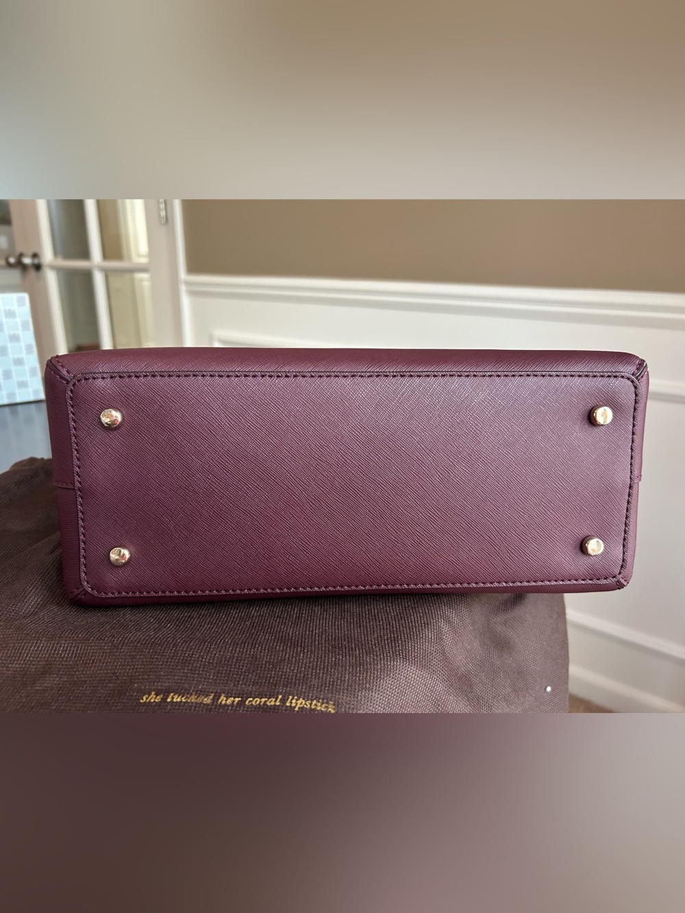 Kate Spade cedar Street Maise Mulledwine (588) Dome Satchel with Gold Hardware. - Picture 6 of 12